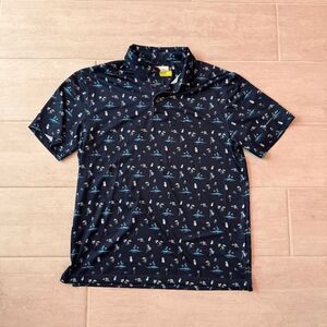 Nicklaus Eco Choice Tropical Beach Golf Performance Polo Shirt Blue Collared M